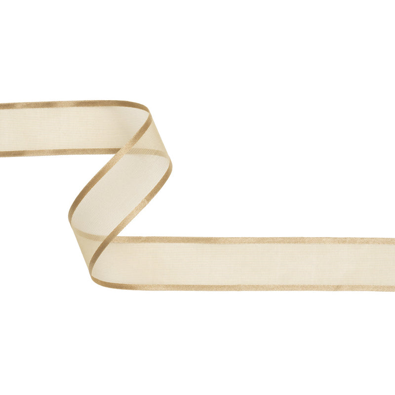 Sheer Ribbon with Double Faced Satin Edges - 1" - Coffee