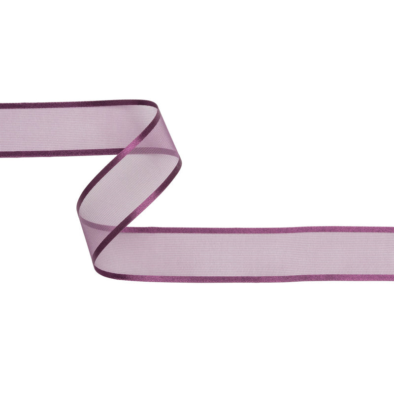 Sheer Ribbon with Double Faced Satin Edges - 1" - Purple
