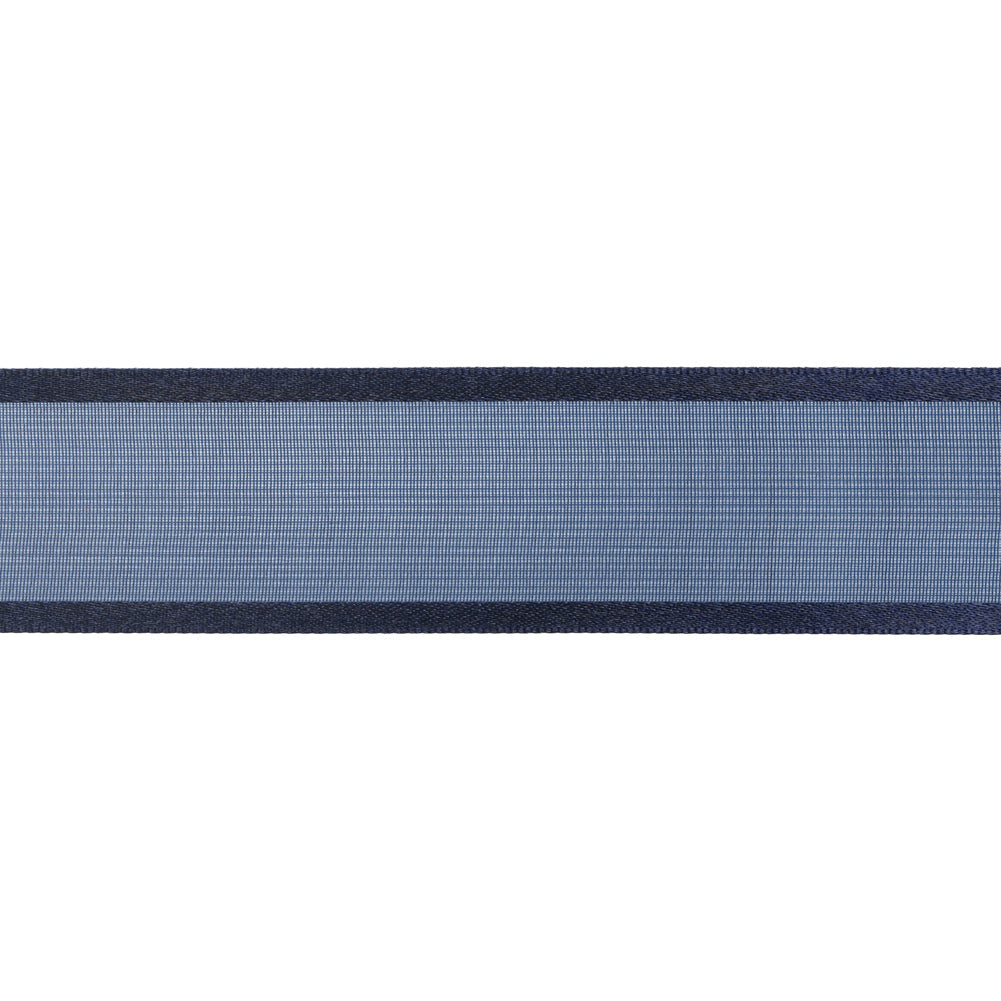 Sheer Ribbon with Double Faced Satin Edges - 1" - Navy