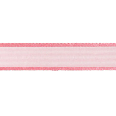 Sheer Ribbon with Double Faced Satin Edges - 1" - Rose