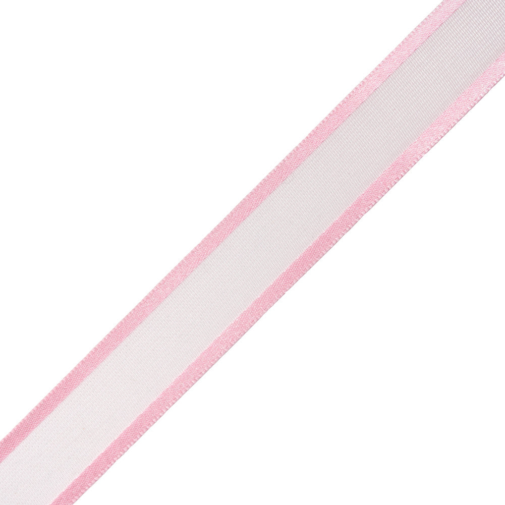 Sheer Ribbon with Double Faced Satin Edges - 0.75" - Pink