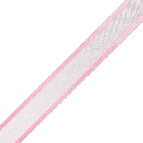 Sheer Ribbon with Double Faced Satin Edges - 0.75" - Pink