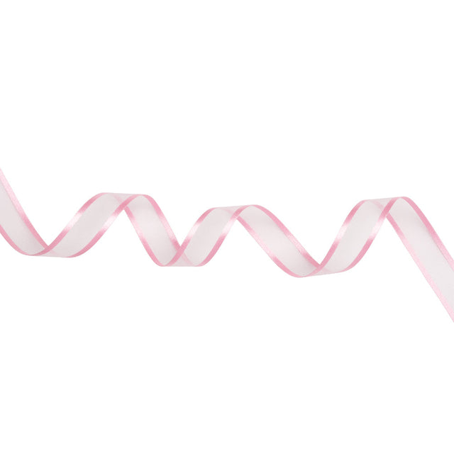 Sheer Ribbon with Double Faced Satin Edges - 0.75" - Pink