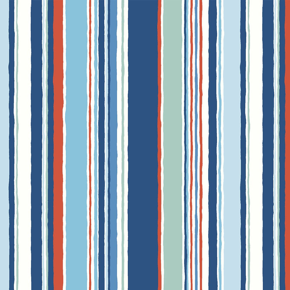 Liberty Art Fabrics Blue and Red Deckchair Stripes Lasenby Quilting Cotton