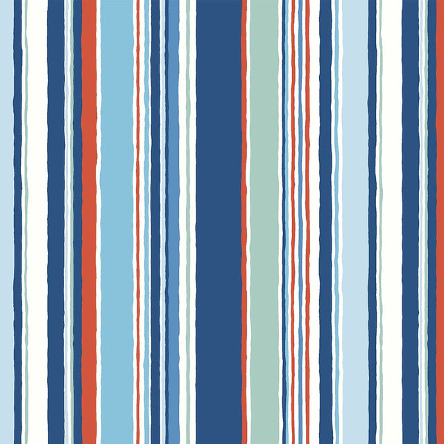 Liberty Art Fabrics Blue and Red Deckchair Stripes Lasenby Quilting Cotton