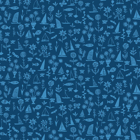 Liberty Art Fabrics Blue Sealife Lasenby Quilting Cotton