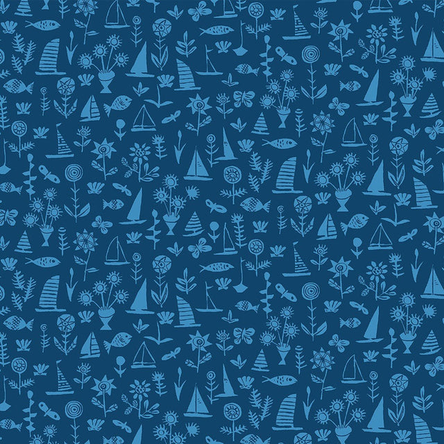 Liberty Art Fabrics Blue Sealife Lasenby Quilting Cotton
