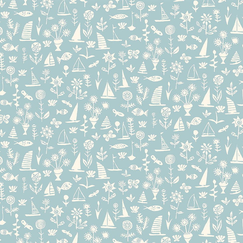 Liberty Art Fabrics Sky Blue Sealife Lasenby Quilting Cotton
