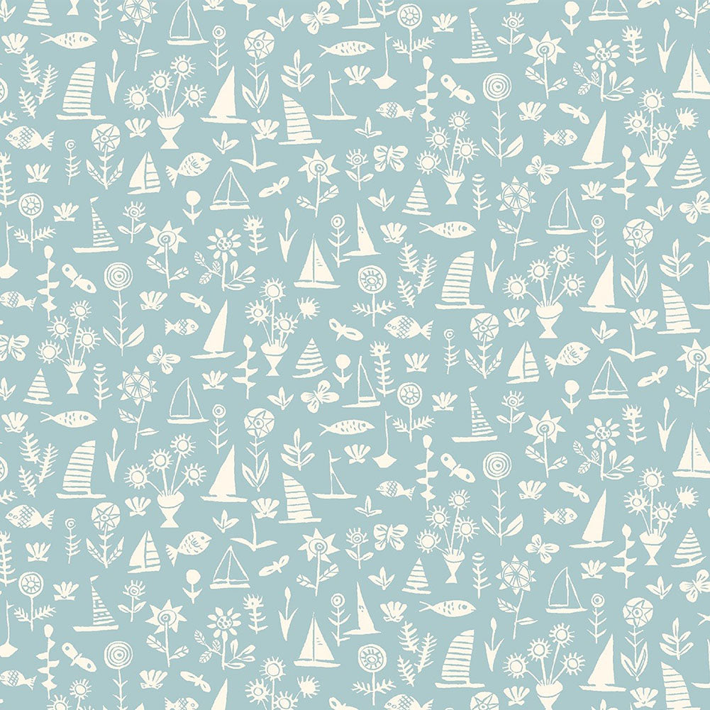 Liberty Art Fabrics Sky Blue Sealife Lasenby Quilting Cotton