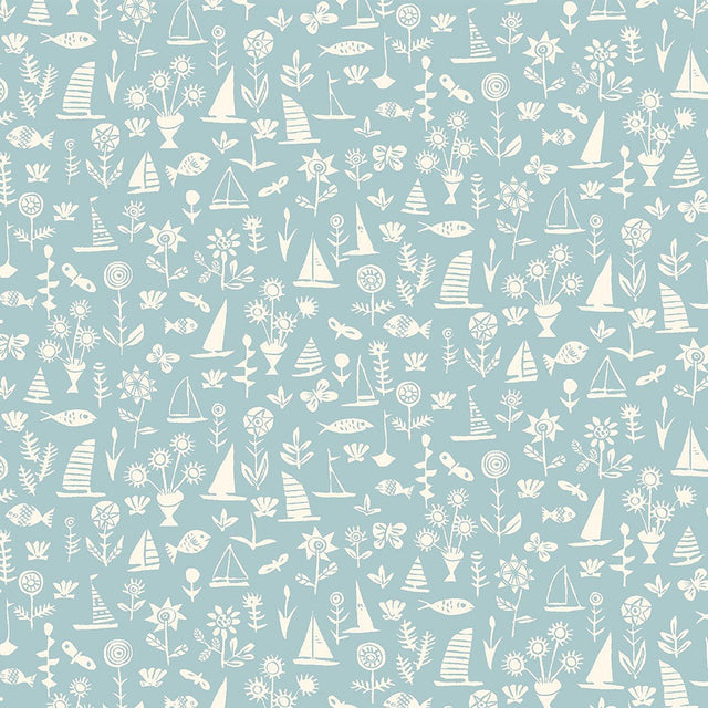 Liberty Art Fabrics Sky Blue Sealife Lasenby Quilting Cotton