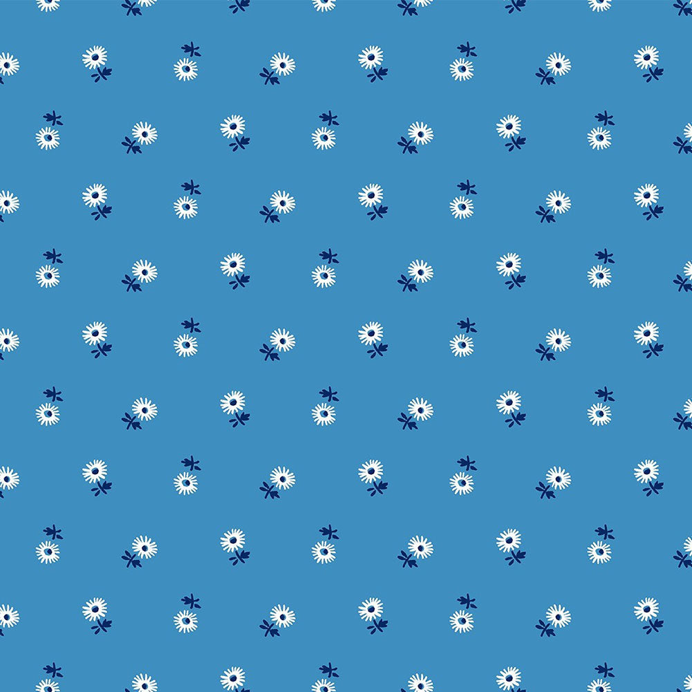 Liberty Art Fabrics Blue Sunshine Daisy Lasenby Quilting Cotton