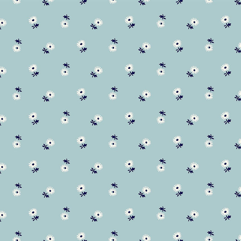 Liberty Art Fabrics Pale Blue Sunshine Daisy Lasenby Quilting Cotton
