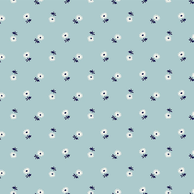 Liberty Art Fabrics Pale Blue Sunshine Daisy Lasenby Quilting Cotton