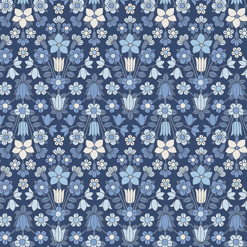 Liberty Art Fabrics Blue Hampstead Meadow Lasenby Quilting Cotton