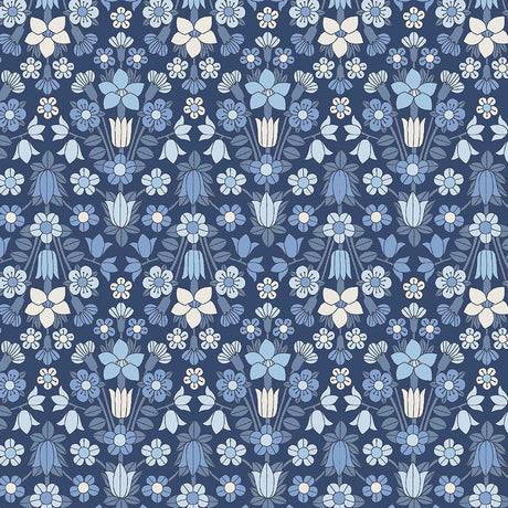 Liberty Art Fabrics Blue Hampstead Meadow Lasenby Quilting Cotton