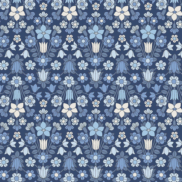 Liberty Art Fabrics Blue Hampstead Meadow Lasenby Quilting Cotton