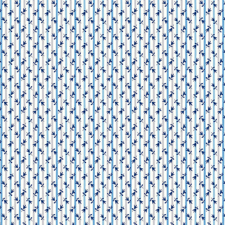 Liberty Art Fabrics Blue Millefleur Stripe Lasenby Quilting Cotton