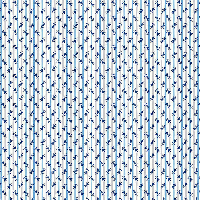 Liberty Art Fabrics Blue Millefleur Stripe Lasenby Quilting Cotton