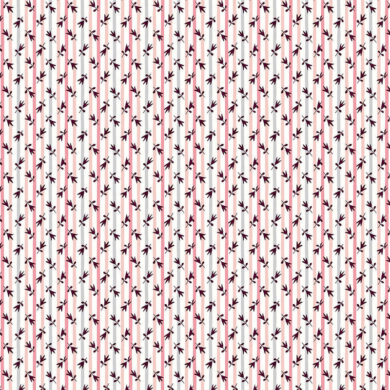 Liberty Art Fabrics Red Millefleur Stripe Lasenby Quilting Cotton