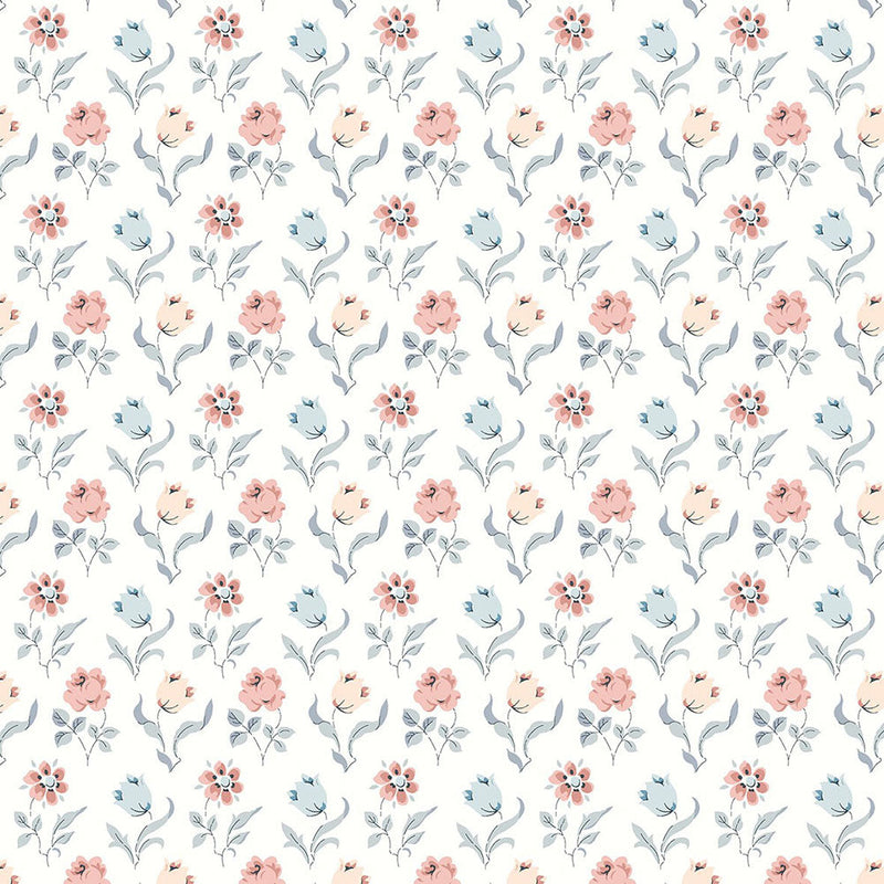 Liberty Art Fabrics Muted Blue and Pink Oshibana Lasenby Quilting Cotton