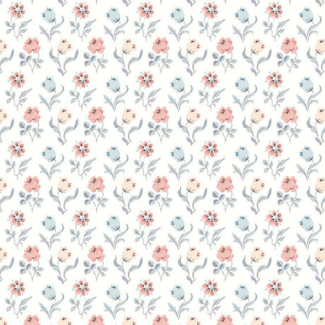 Liberty Art Fabrics Muted Blue and Pink Oshibana Lasenby Quilting Cotton