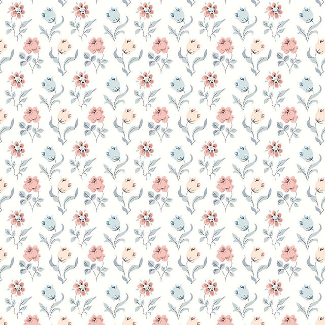 Liberty Art Fabrics Muted Blue and Pink Oshibana Lasenby Quilting Cotton