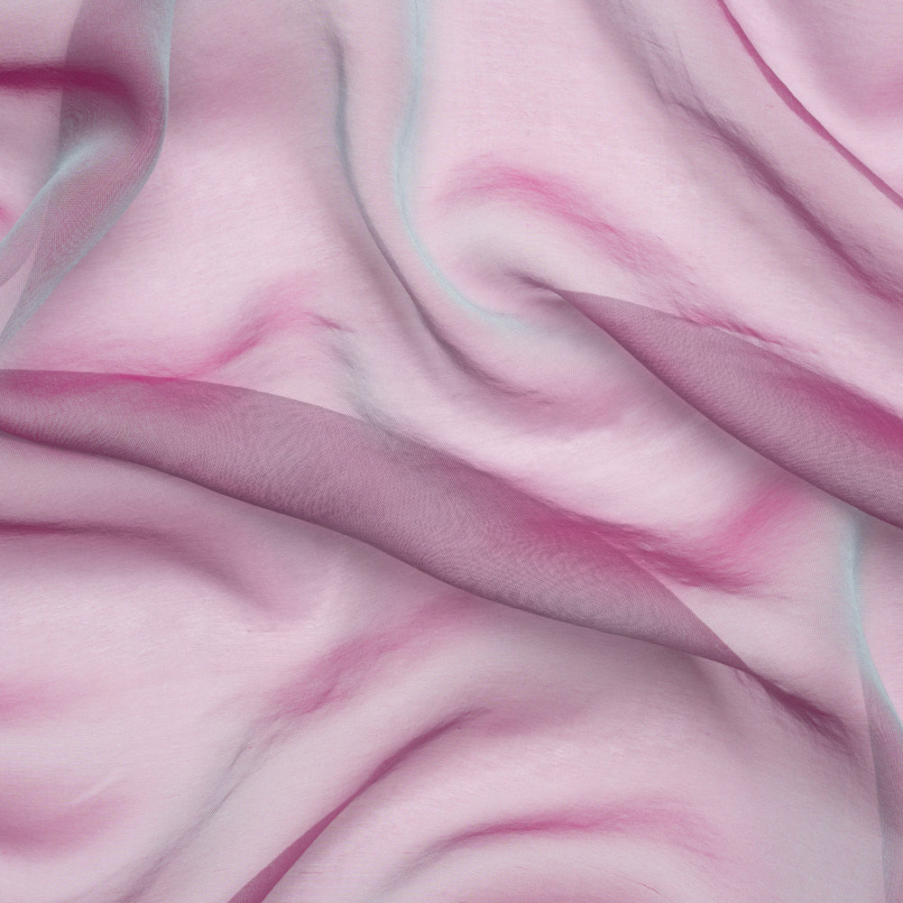 Chiffon-Like Silk Voile - Seafoam and Magenta Iridescent - Adelaide Collection