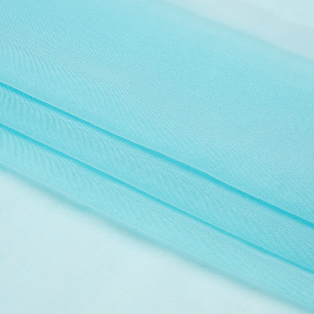 Chiffon-Like Silk Voile - Aqua and White Iridescent - Adelaide Collection