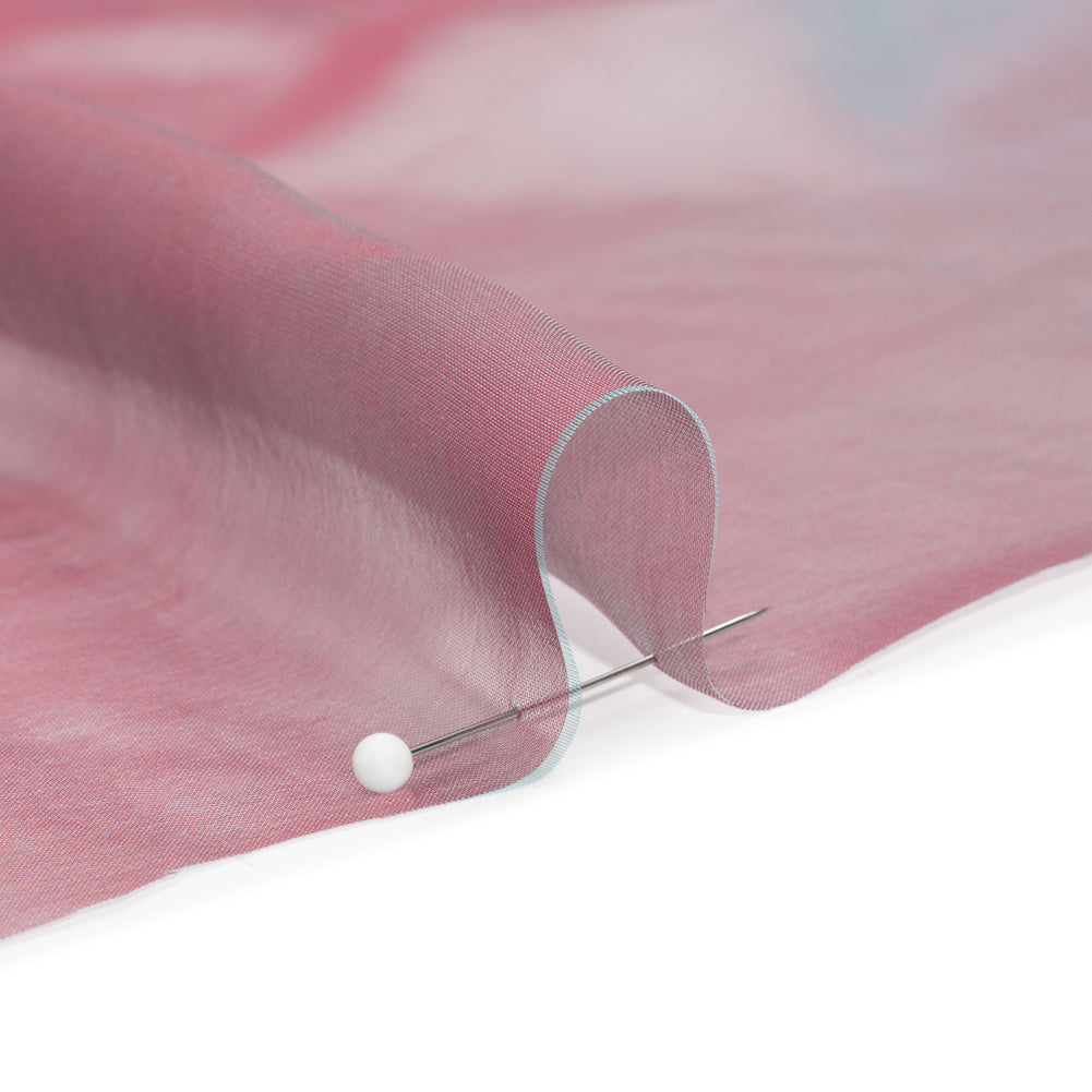 Chiffon-Like Silk Voile - Ice Blue and Berry Red Iridescent - Adelaide Collection