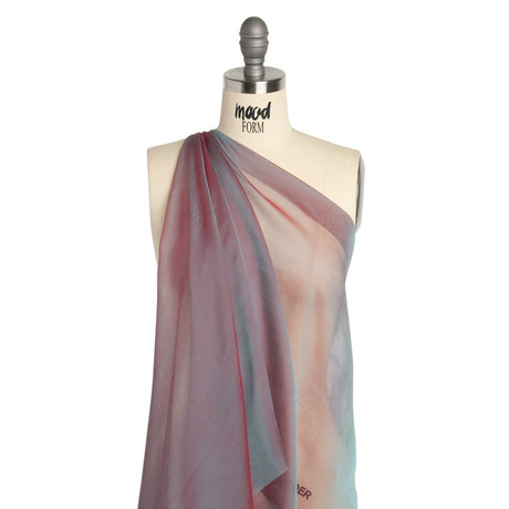 Chiffon-Like Silk Voile - Ice Blue and Berry Red Iridescent - Adelaide Collection