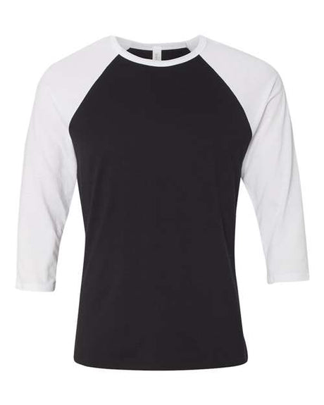Bella + Canvas Unisex Three-Quarter Sleeve Baseball Tee