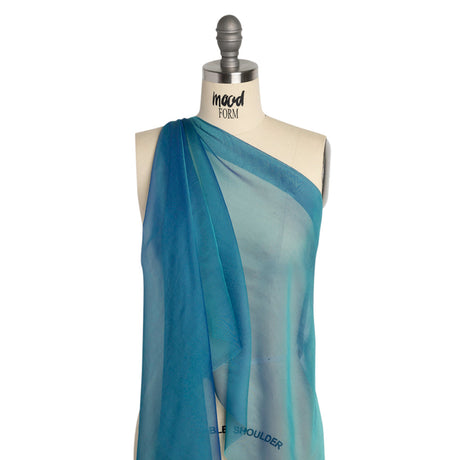 Chiffon-Like Silk Voile - Teal and Royal Iridescent - Adelaide Collection