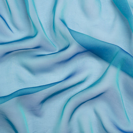Chiffon-Like Silk Voile - Teal and Royal Iridescent - Adelaide Collection