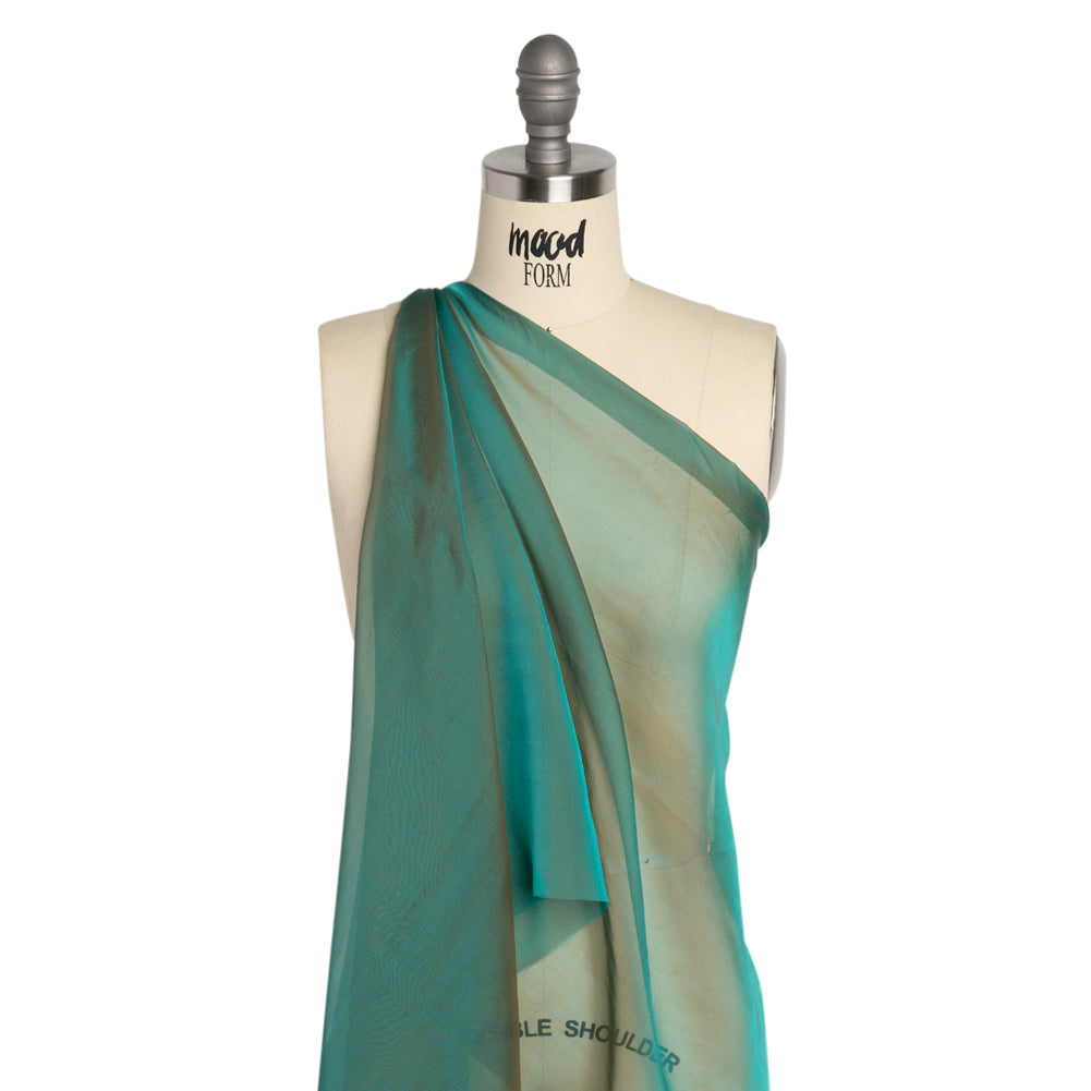 Chiffon-Like Silk Voile - Peacock and Brown Iridescent - Adelaide Collection