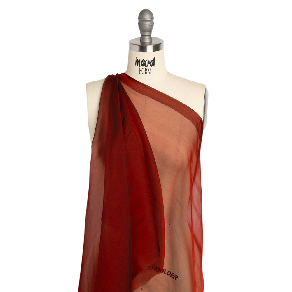 Chiffon-Like Silk Voile - Red and Black Iridescent - Adelaide Collection