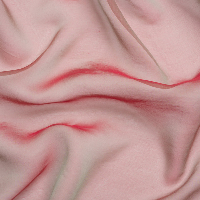 Chiffon-Like Silk Voile - Aqua and Berry Red Iridescent - Adelaide Collection