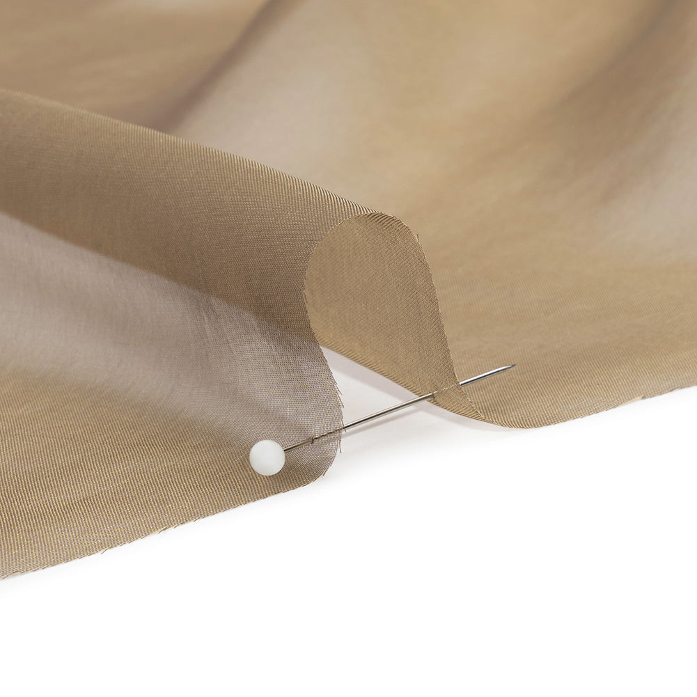 Chiffon-Like Silk Voile - Dark Khaki Iridescent - Adelaide Collection