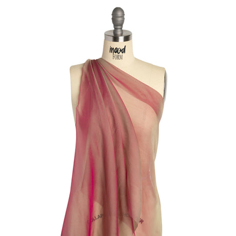 Chiffon-Like Silk Voile - Berry and Key Lime Iridescent - Adelaide Collection