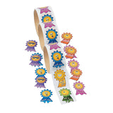 2" Motivational Smile Face Prize Ribbon Multicolor Paper Sticker Roll 100 Pc