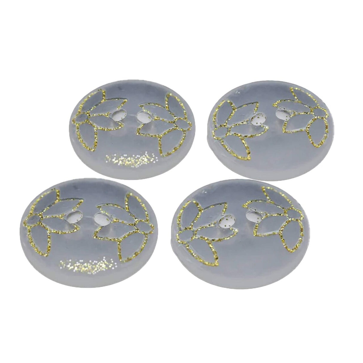 12 Pieces Clear Frosted Gold Glitter Tulip Design Buttons 13/16 Inch