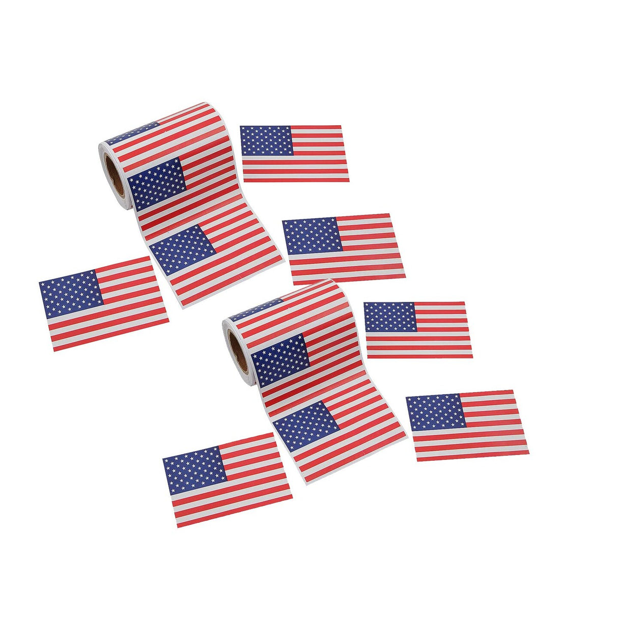 Patriotic Red, White and Blue American Flag Sticker Roll 100 Pieces 3x2 Inch