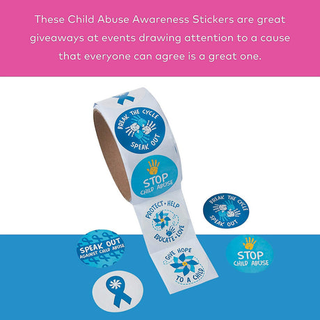 1 1/2" Child Abuse Awareness Paper Sticker Roll 100 Pc