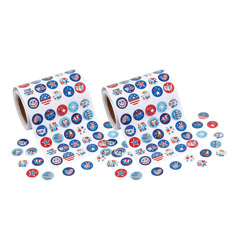 1/2" Bulk 1000 Pc Mini Patriotic Sticker Roll