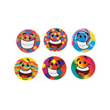 1 1/2" Multicolor Funky Smile Face Paper Sticker Roll 100 Pc