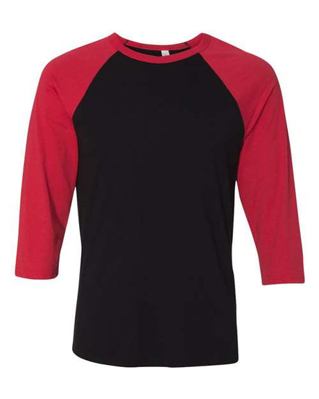 Bella + Canvas Unisex Three-Quarter Sleeve Baseball Tee