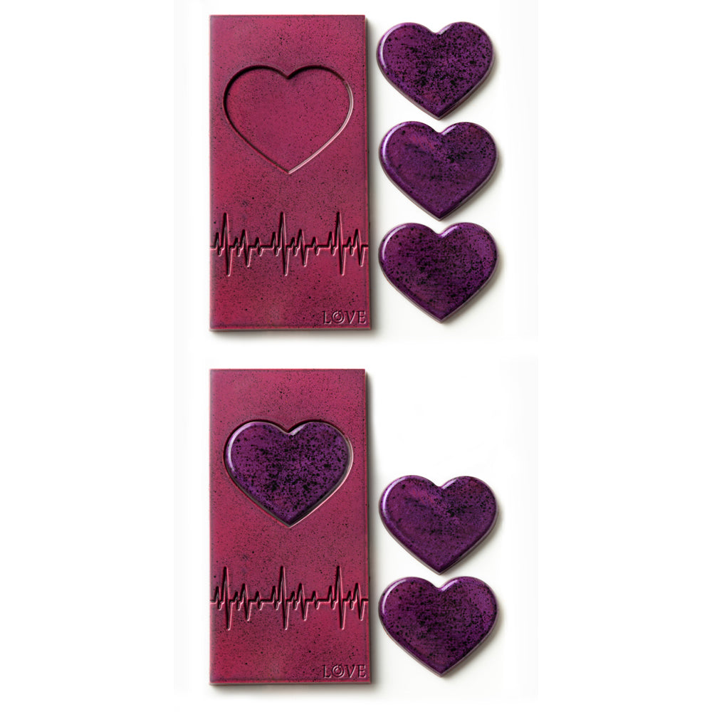 Greyas Polycarbonate Chocolate Molds, Heartbeat Bar Set by Luis Amado