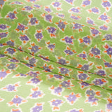 Green, Purple and Orange Little Flowers Crinkled Silk Chiffon