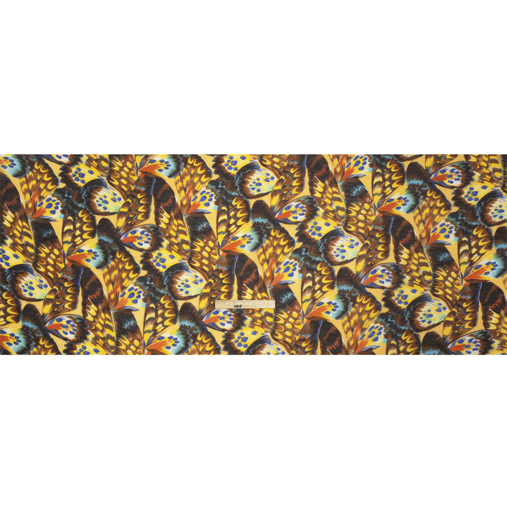 Silk and Cotton Voile - Yellow, Brown and Blue Butterfly Wings