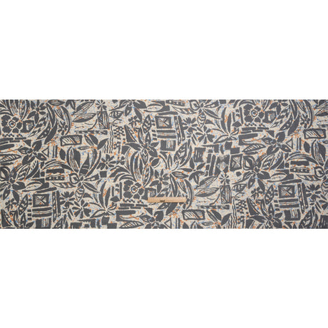 Blue, Orange and Black Wax Resist Floral Silk Chiffon