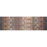 Brown, Rust and Black Decorated Stripes Crinkled Silk Chiffon